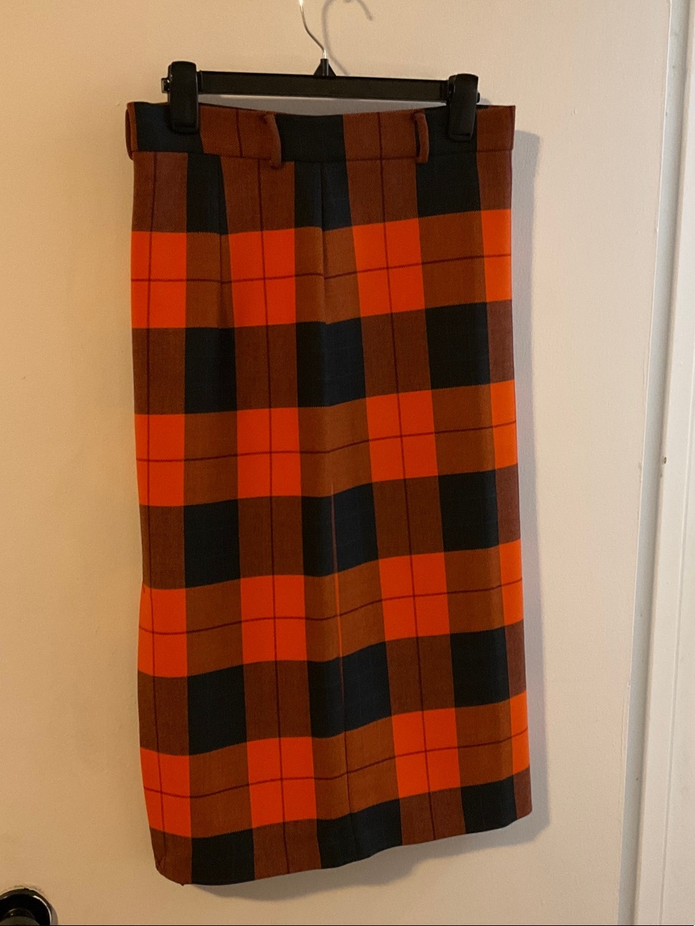 Zara Orange and Black Plaid Skirtt med